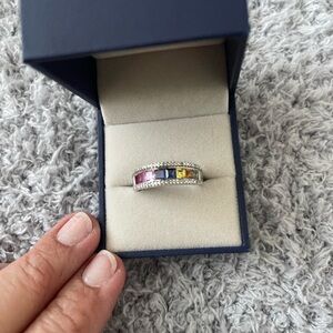 Elegant Multicolor Topaz Silver Ring